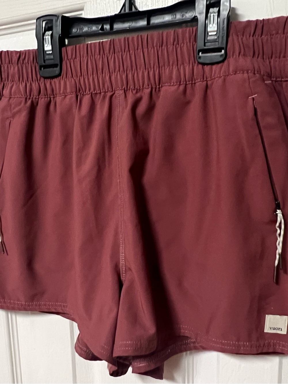 Vuori Women's Athletic Shorts Burgundy - Picture 3 of 5